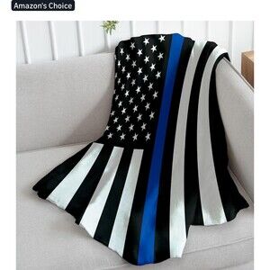 New Jekeno Blue Line Police Blanket Flat 50" x 40"